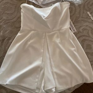 White Strapless Skirted Romper